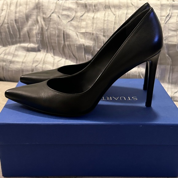 Stuart Weitzman Royal 100 Black Napa Leather Heels - Picture 10 of 11